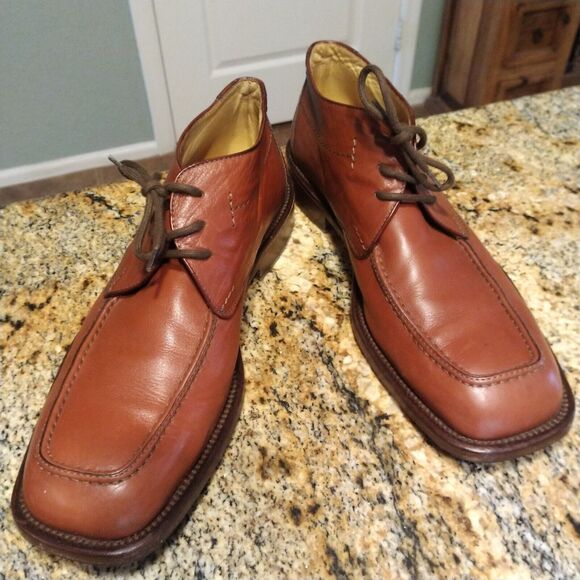 Nardi Brown Leather Derby Dress Shoes Lace Up Square Toe Made Italy Men 44 US 11 - Picture 3 of 13